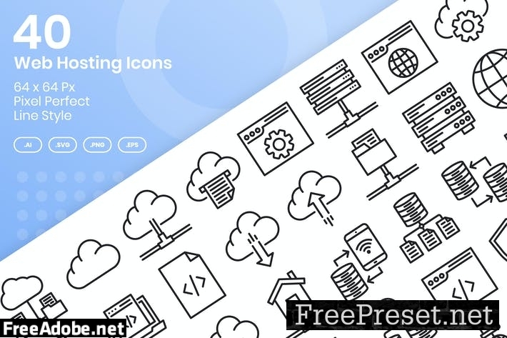 40 Web Hosting Icons Set - Line 4K2AXVN