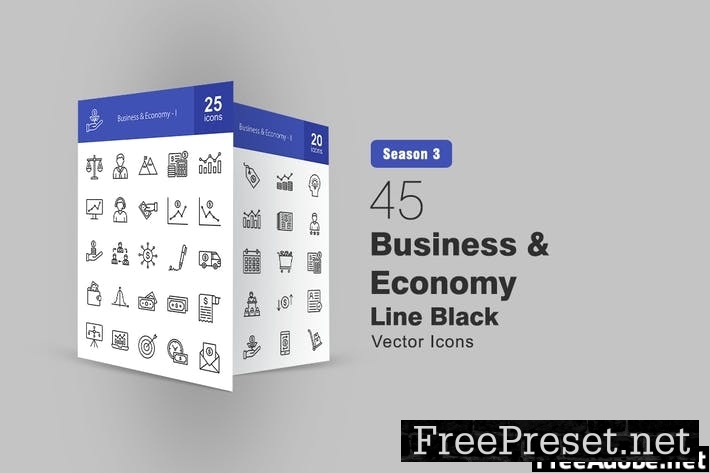 45 Business & Economy Line Icons RJKD5M8