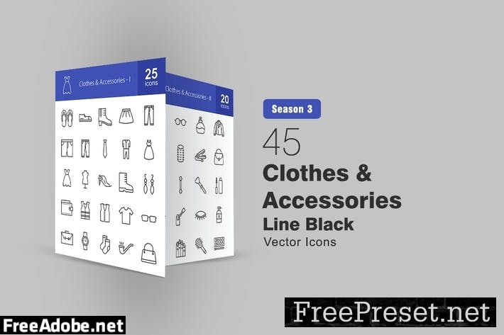 45 Clothes & Accessories Line Icons STGR7CK