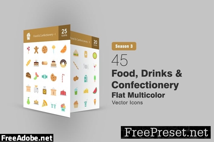 45 Food, Drinks & Confectionery Flat Icons Y8Q2YRS