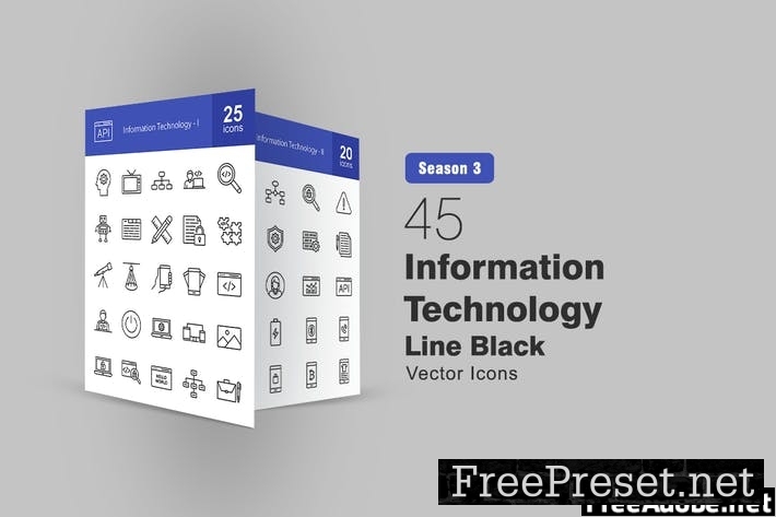 45 Information Technology Line Icons NE8DT9R