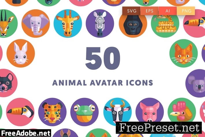 50 Animal Avatar Icons L89T2Q3