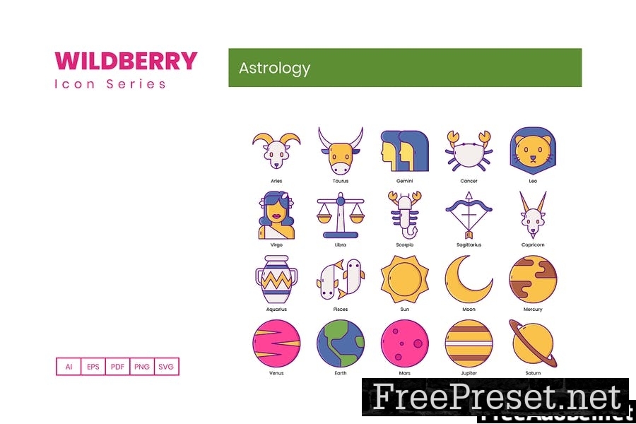 50 Astrology Icons - Wildberry Series