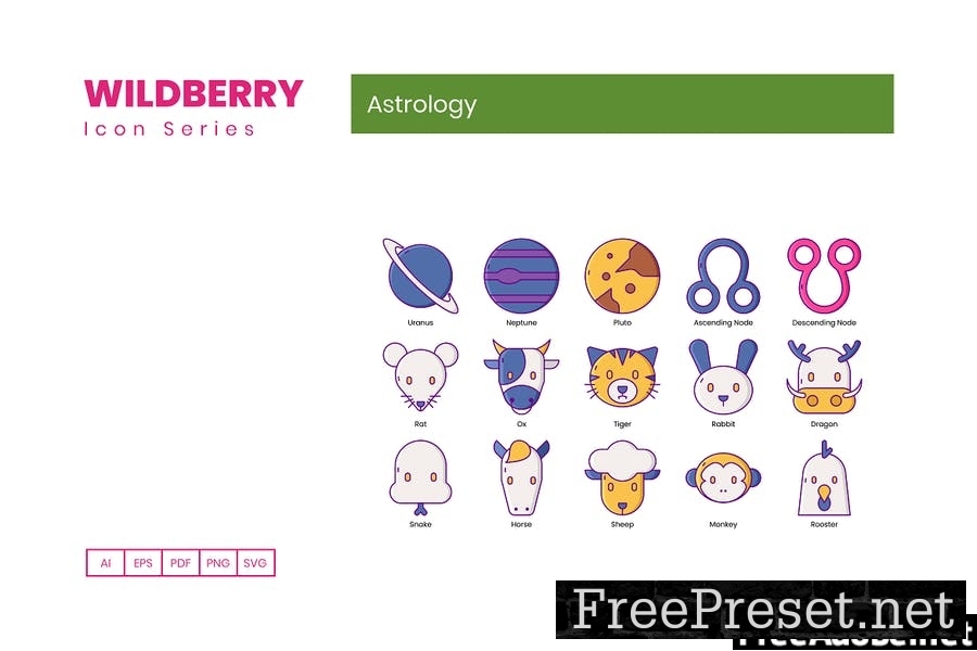 50 Astrology Icons - Wildberry Series