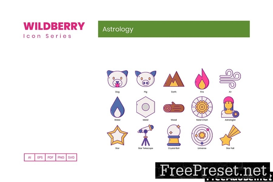 50 Astrology Icons - Wildberry Series