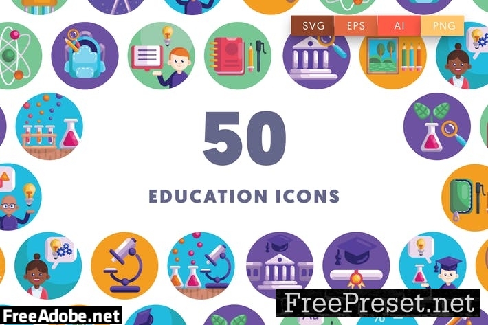 50 Back to School Icons CEUC7BB