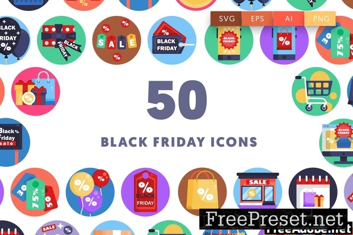 50 Black Friday Icons E49KJX3