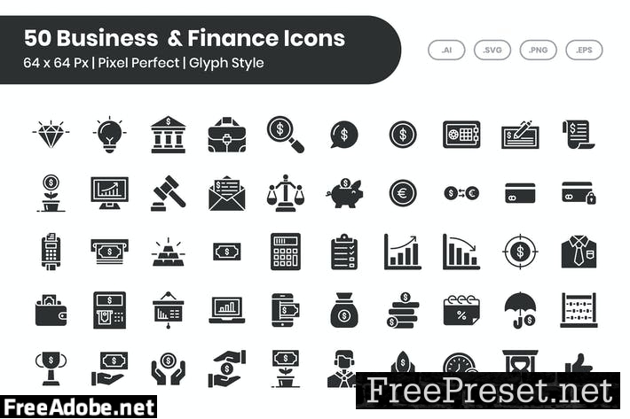 50 Business & Finance - Glyph BFJZHCX