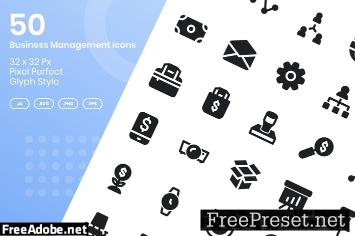 50 Business Management Icons Set - Glyph ENVRWDN