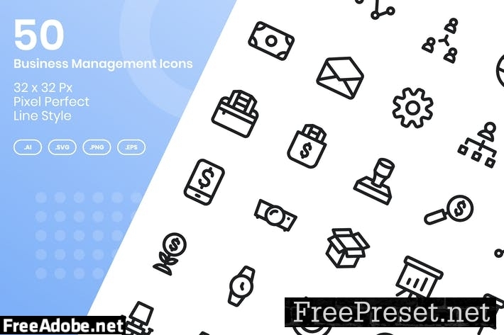 50 Business Management Icons Set - Line TS2DYYW