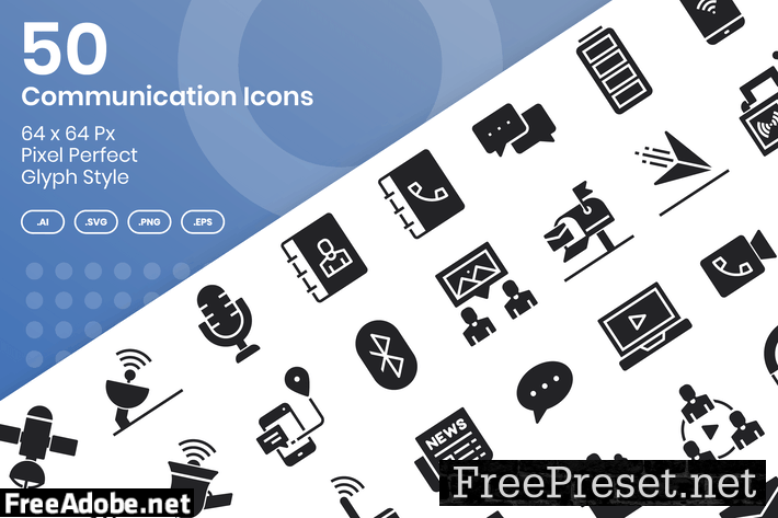 50 Communication Icons Set - Glyph DW893C2