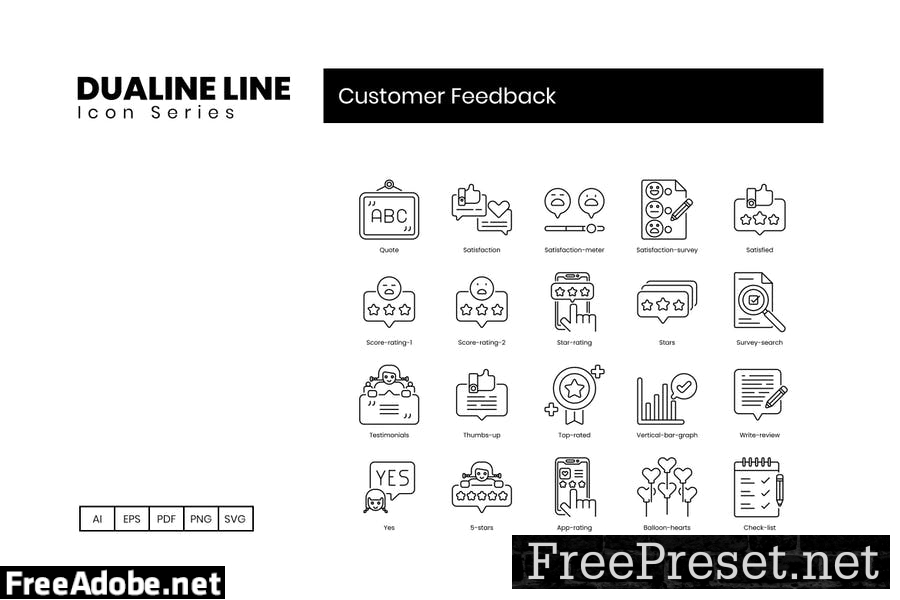 50 Customer Feedback Line Icons GHEF4RA