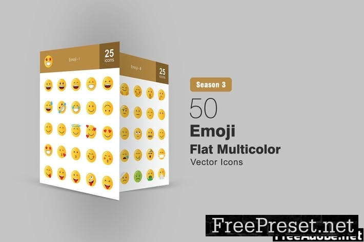 50 Emoji Flat Multicolor Icons LS9TLRZ