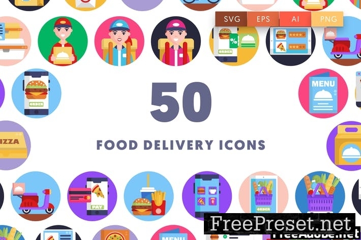 50 Food Delivery Icons QZK3882