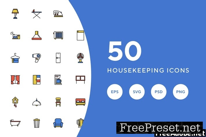 50 Housekeeping Icons FLU4UAJ