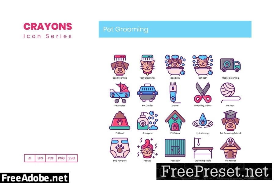 50 Pet Grooming Line Icons APUJX4E