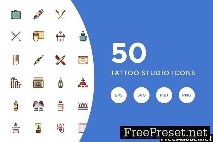 50 Tattoo Studio Icons KCZ7G9Z