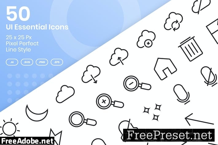 50 UI Essential Icons Set - Line YUC5B7E