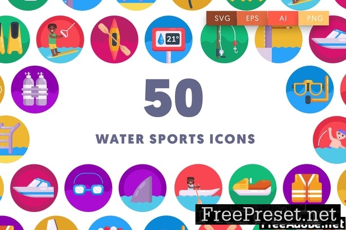 50 Water Sports Icons A65SASQ