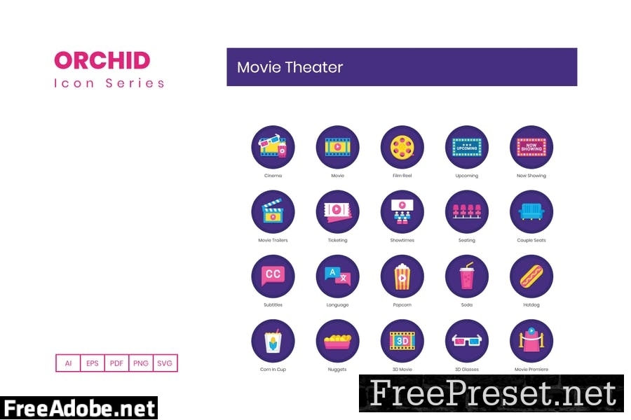 55 Movie Theater Flat Icons 4QMMG4L