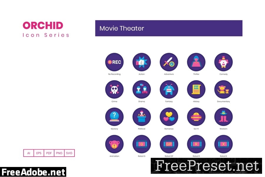 55 Movie Theater Flat Icons 4QMMG4L