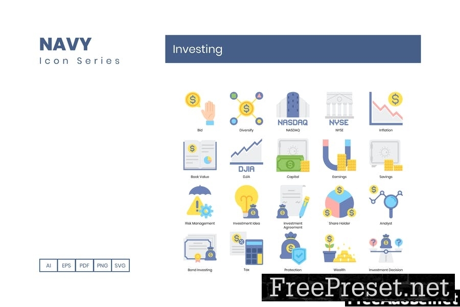 60 Investing Flat Icons