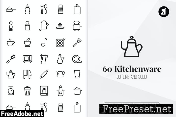 60 Kitchenware elements in minimal design XL7VFYX