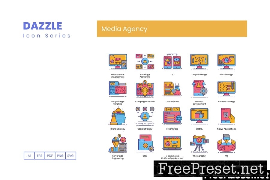 60 Media Agency Line Icons