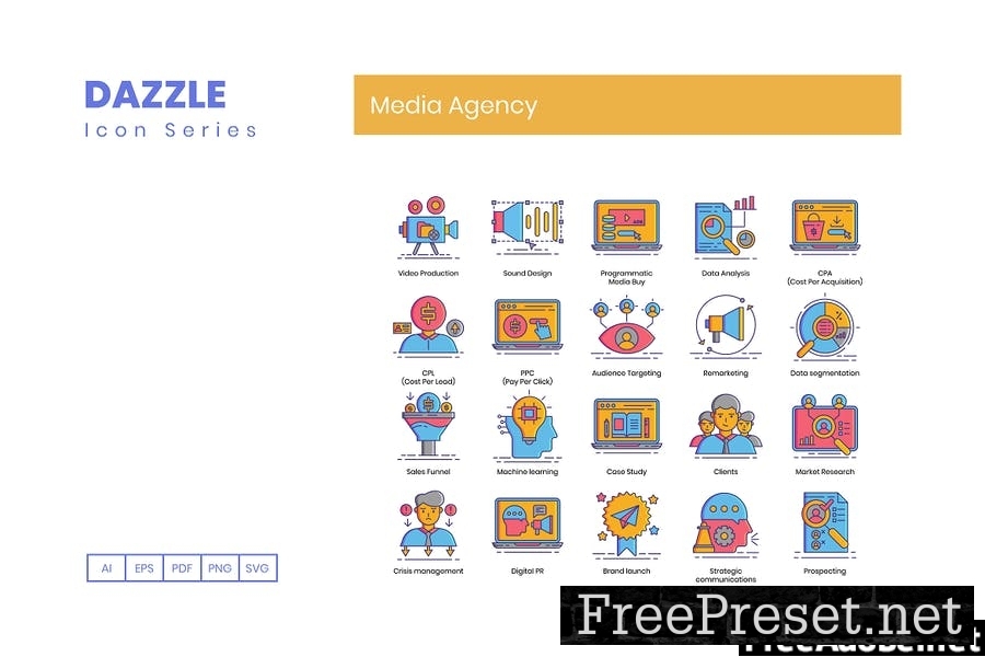 60 Media Agency Line Icons