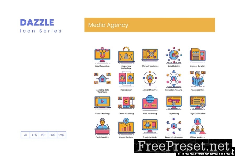 60 Media Agency Line Icons