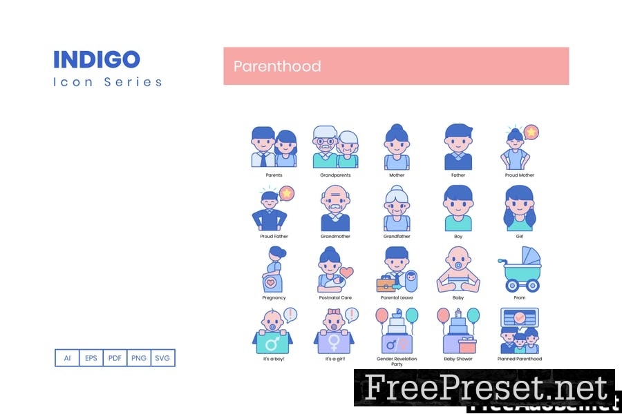 60 Parenthood Icons - Indigo Series F53ELMK