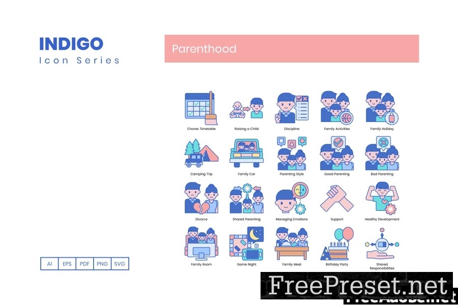 60 Parenthood Icons - Indigo Series F53ELMK