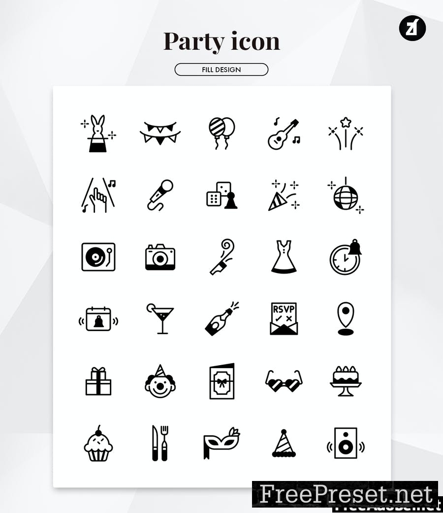 60 Party and festival minimal icon pack