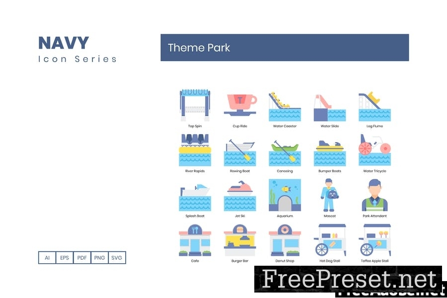 60 Theme Park Flat Icons