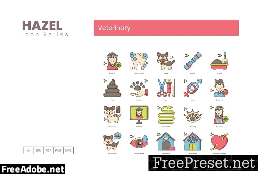 60 Veterinary Line Icons QE2G5XG