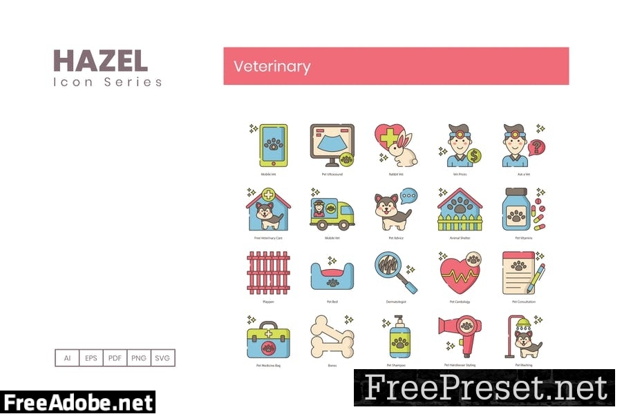 60 Veterinary Line Icons QE2G5XG