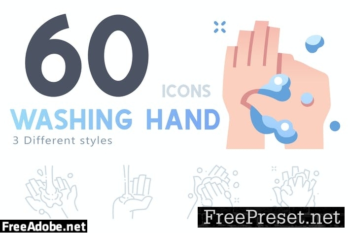 60 Washing hand icon set KK5UDKV