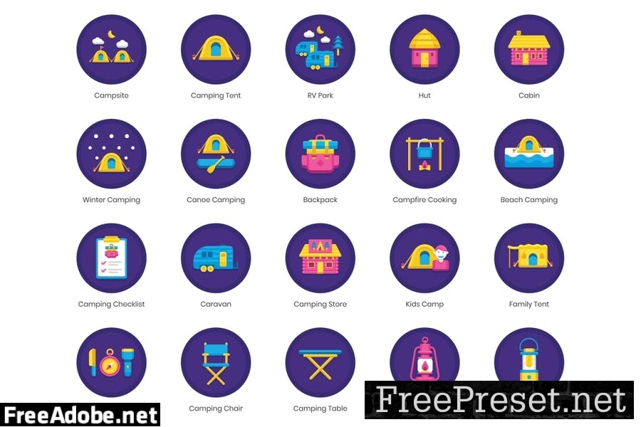 64 Camping Flat Icons