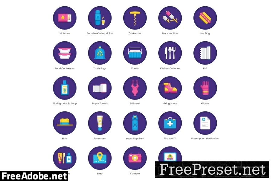 64 Camping Flat Icons