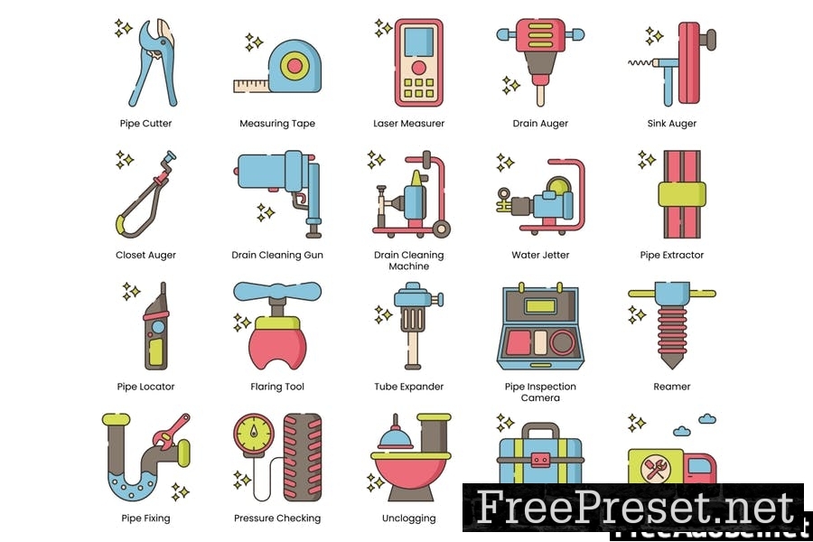 65 Plumbing Line Icons