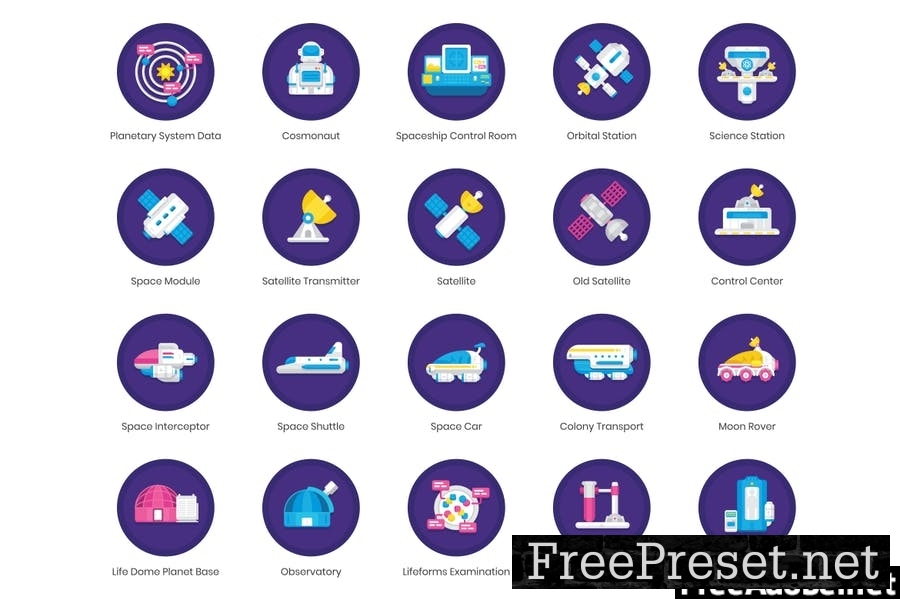 68 Space Flat Icons