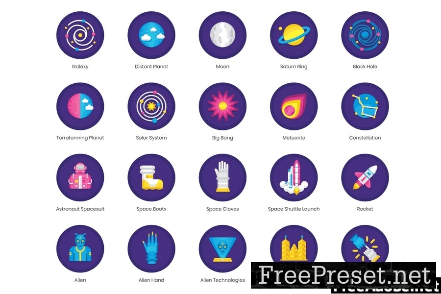 68 Space Flat Icons