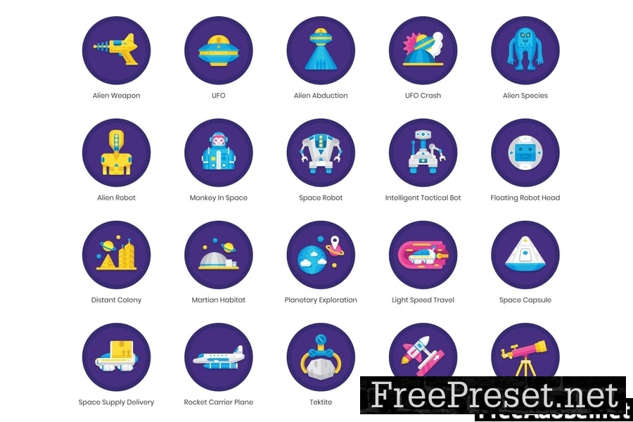 68 Space Flat Icons