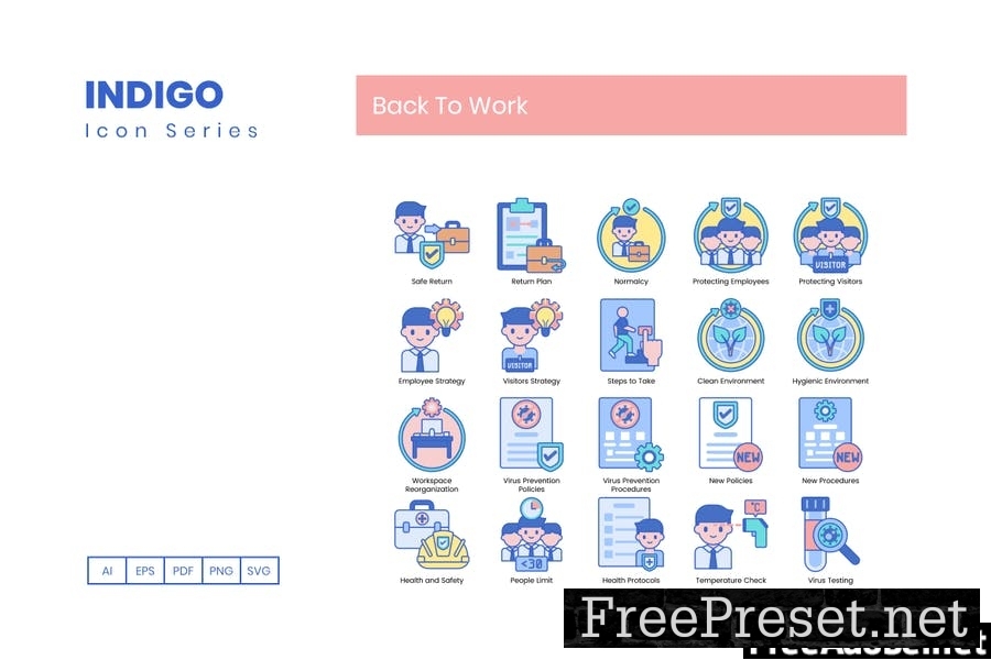 70 Back To Work Indigo Icons