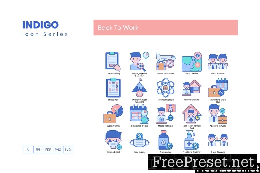 70 Back To Work Indigo Icons