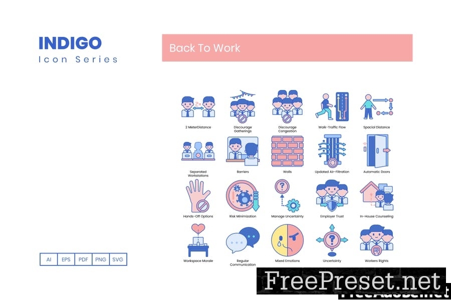 70 Back To Work Indigo Icons