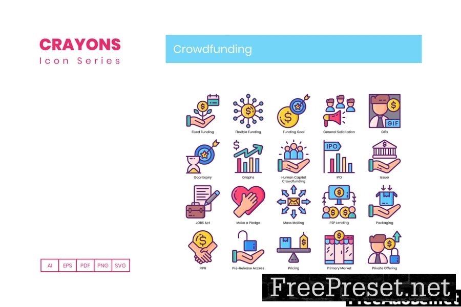 70 Crowdfunding Line Icons Q6XXVLF