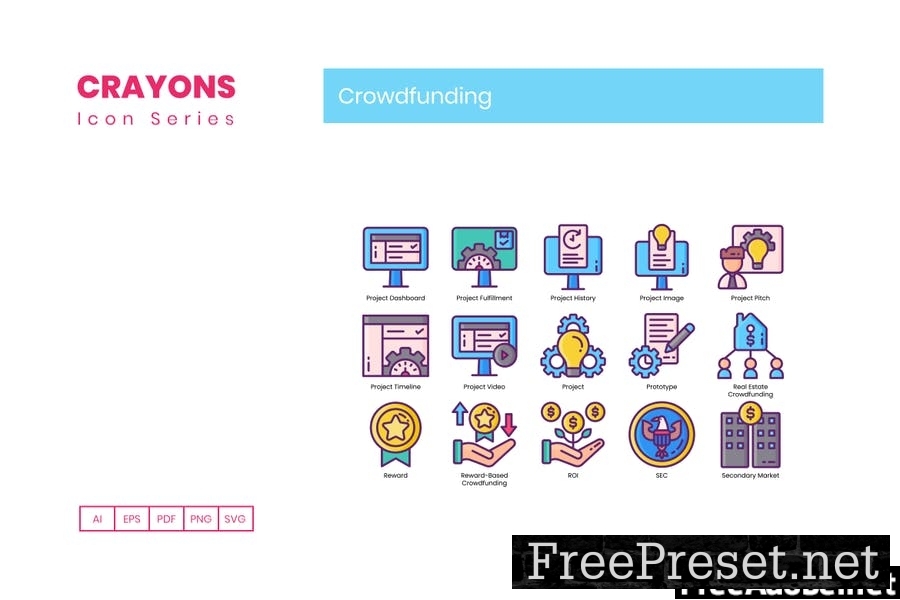 70 Crowdfunding Line Icons Q6XXVLF