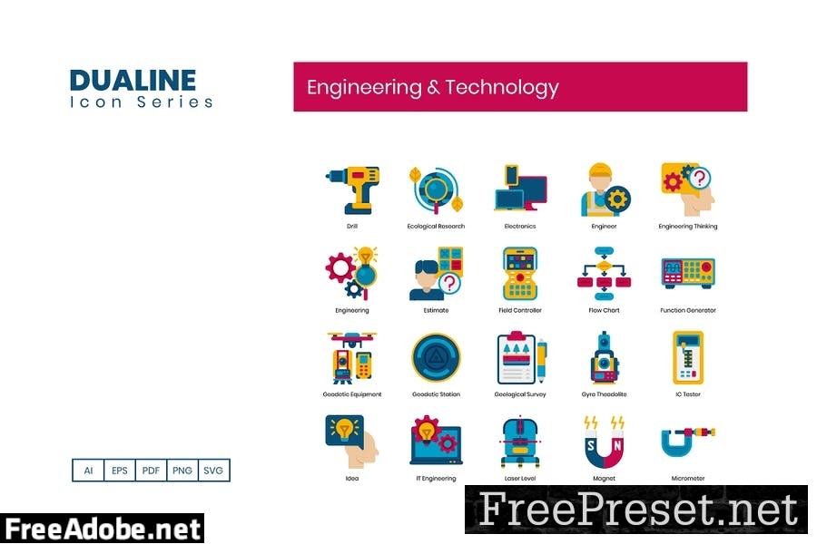 70 Engineering & Technology Flat Icons