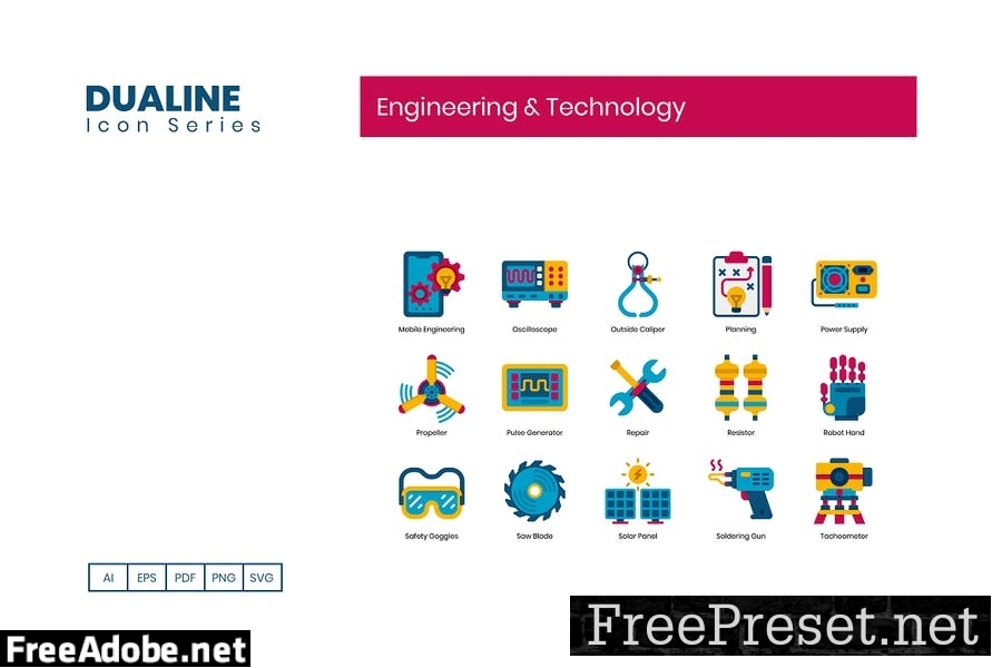 70 Engineering & Technology Flat Icons